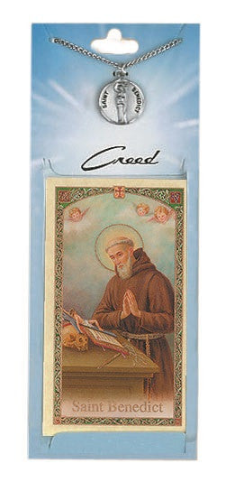 St. Benedict Prayer Card with Pewter Medal