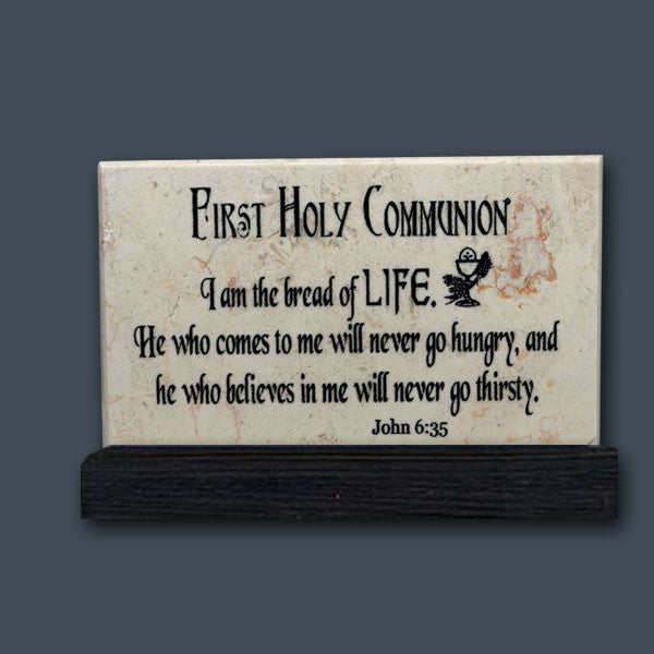 First Holy Communion Prayer Stone - Jerusalem Stone from the Holy Land Stone Company