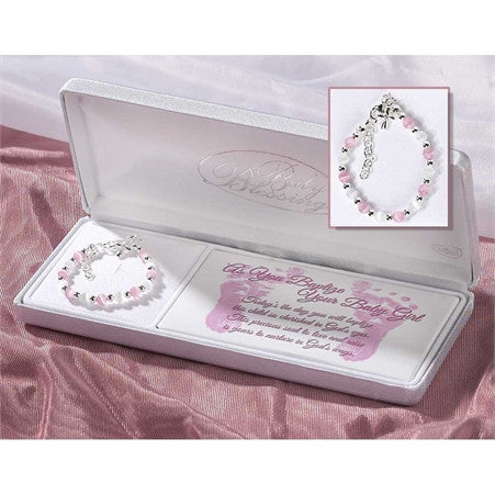 Sterling Silver White and Pink Baby Bracelet