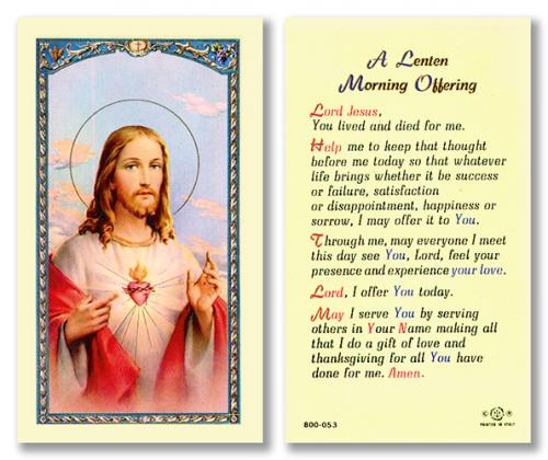 A Lenten Morning Offering Holy Card Laminate
