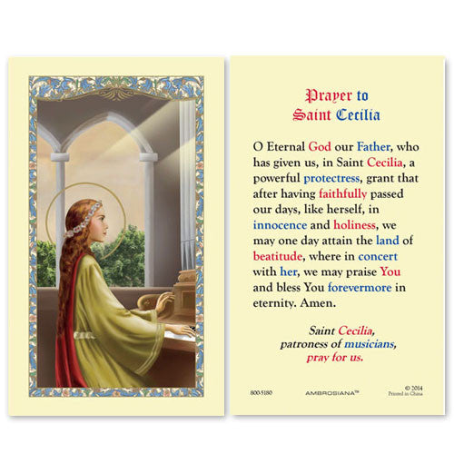 St. Cecilia Laminate Holy Card