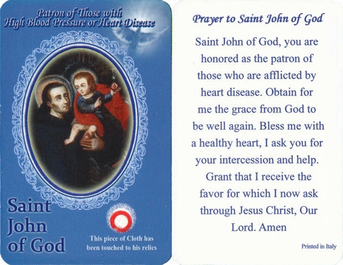 St. John of God Holy Card with Relic