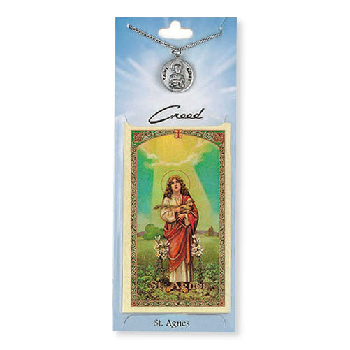 St Agnes Pewter Medal with Prayer Card