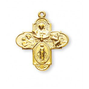 Four Way Medal 14Kt Gold Over Sterling Silver  GS144724