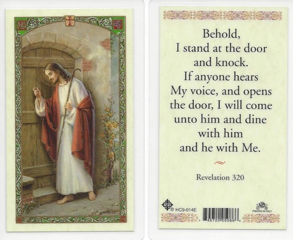 Jesus Knock on the Door Holy Card Laminate