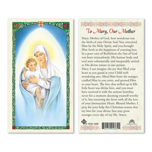 To Mary, Our Mother Laminate Holy Card