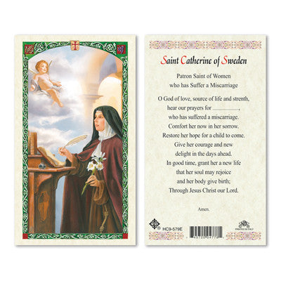 St. Catherine of Sweden Laminate Holy Card