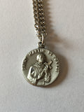 Saint Martin de Porres Round Pewter Necklace with Holy Card
