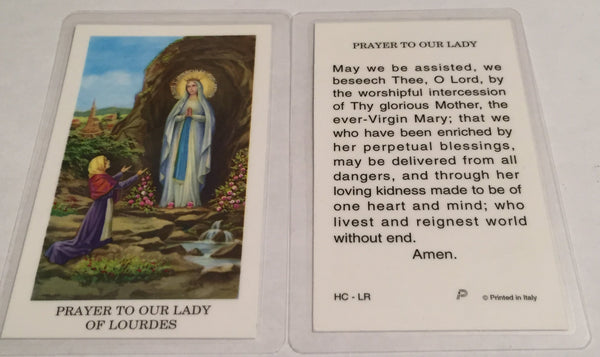 Prayer to Our Lady of Lourdes Holy Card Laminate