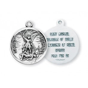 Saint Michael Round Sterling Silver Medal S1601