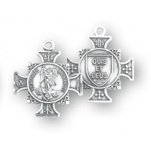 Saint Michael 7/8" Sterling Silver Maltese Cross