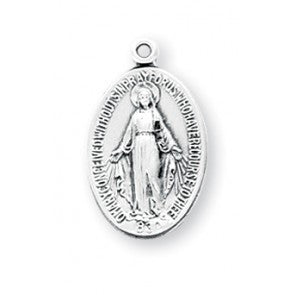 Sterling Silver 3/4" Oval Miraculous Medal