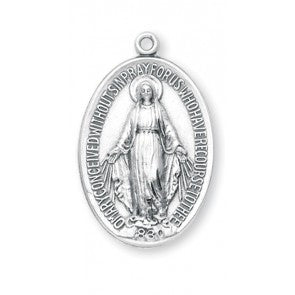 Sterling Silver 1-1/2" Oval Miraculous Medal S310627