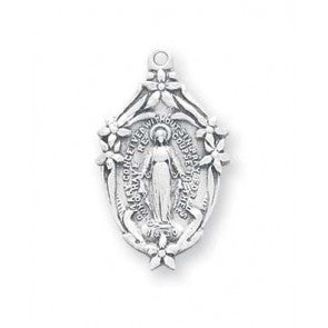 Sterling Silver 7/8" Ornate Miraculous Medal