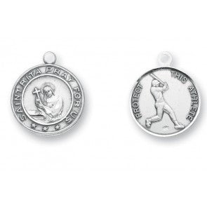 Saint Rita Sterling Silver Baseball Medal