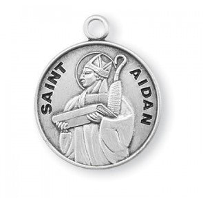 Saint Aidan Round Sterling Silver Medal