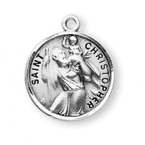 Saint Christopher Round Sterling Silver Medal