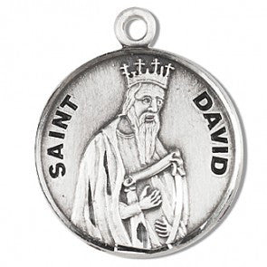 Saint David 7/8" Round Sterling Silver Medal
