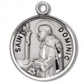Saint Dominic 7/8' Round Sterling Silver Medal