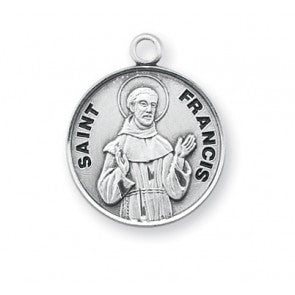 Saint Francis Round Sterling Silver Medal