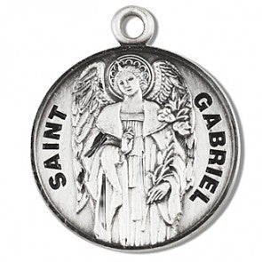 Saint Gabriel 7/8" Round Sterling Silver Medal