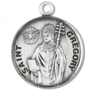 Saint Gregory 7/8" Round Sterling Silver Medal