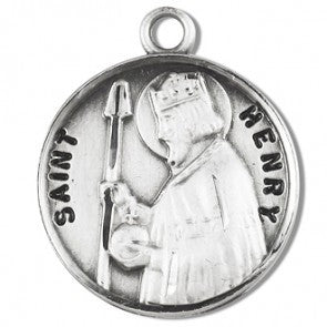 Saint Henry 7/8" Round Sterling Silver Medal