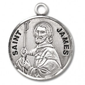Saint James 7/8" Round Sterling Silver Medal