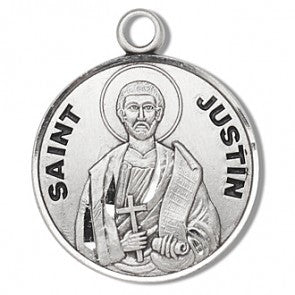 Saint Justin Round Sterling Silver Medal