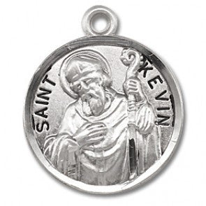 Saint Kevin 7/8" Round Sterling Silver Medal