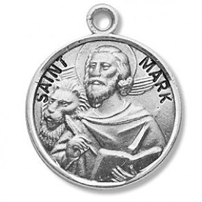 Saint Mark 7/8" Round Sterling Silver Medal