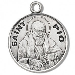 Saint Pio 7/8" Round Sterling Silver Medal