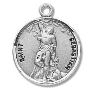 Saint Sebastian 7/8" Round Sterling Silver Medal