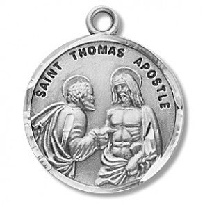 Saint Thomas the Apostle 7/8" Round Sterling Silver Medal