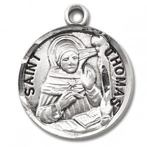 Saint Thomas Aquinas  7/8" Round Sterling Silver Medal