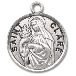 Saint Clare 7/8" Round Sterling Silver Medal