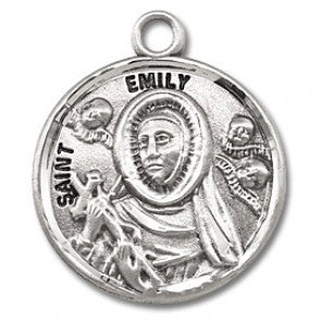 Saint Emily 7/8" Round Sterling Silver Medal