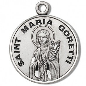 Saint Maria Goretti 7/8" Round Sterling Silver Medal