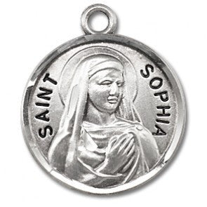 Saint Sophia 7/8" Round Sterling Silver Medal