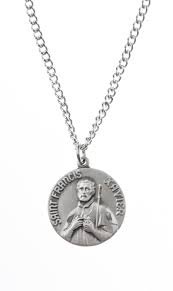 St. Francis Xavier Pewter Medal Necklace with Holy Card