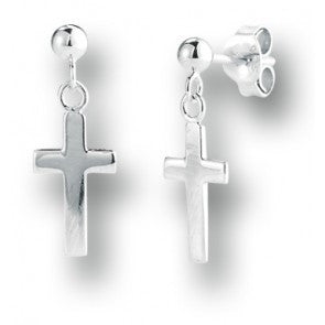 Sterling Silver Dangle Cross Earrings
