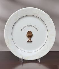 7" First Communion Keepsake Plate with Vine and Branches Design