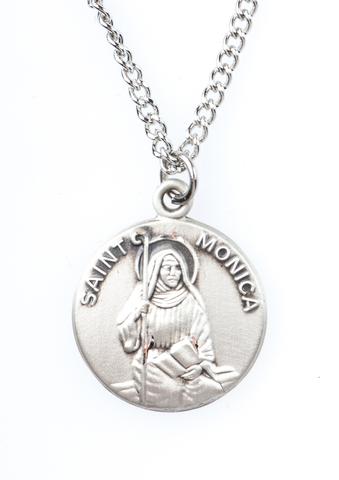 St. Monica Pewter Medal Necklace with Holy Card