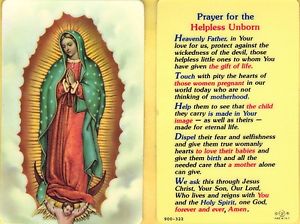 Prayer for the Helpless Unborn Laminate Holy Card