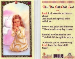 Bless This Little Child, Lord Holy Card Laminate Girl