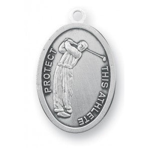 Saint Sebastian Oval Sterling Silver Golf Athlete Medal