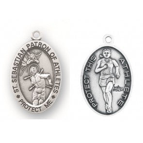 Saint Sebastian Oval Sterling Silver Female Track Athlete Medal