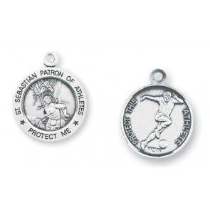 Saint Sebastian Round Sterling Silver Soccer Athlete Medal