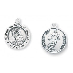 Saint Sebastian Round Sterling Silver Basketball Athlete Medal