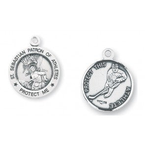 Saint Sebastian Round Sterling Silver Hockey Athlete Medal